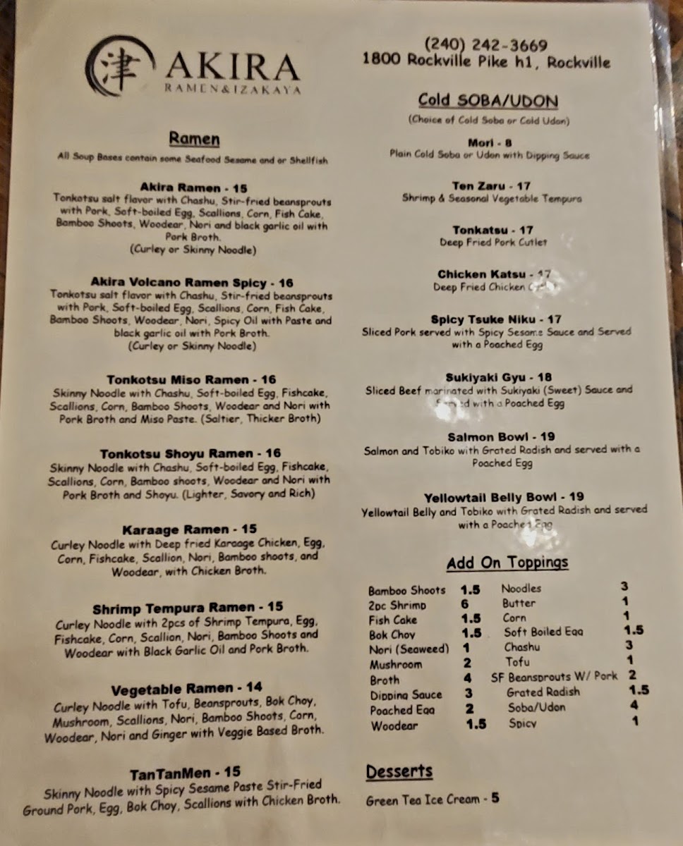 Menu Akira Ramen & Izakaya-9
